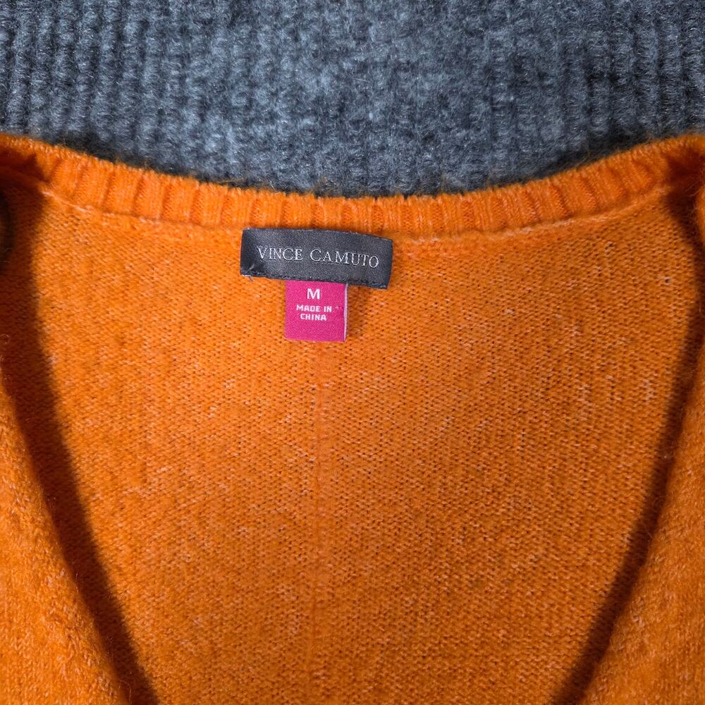Vince Camuto Orange V‎ Neck Sweater Women’s M Relaxed Fit - Picture 2 of 3